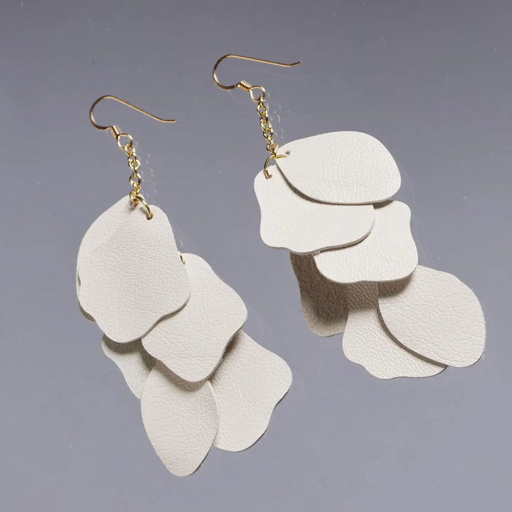The Cream Nappa Florence Earrings [Nickel & Suede]