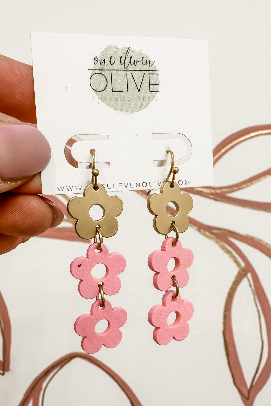 The Gold & Pink Flower Earrings