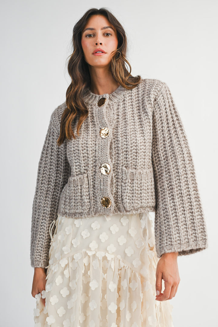 The Blair Chunky Knit Cardigan - Taupe