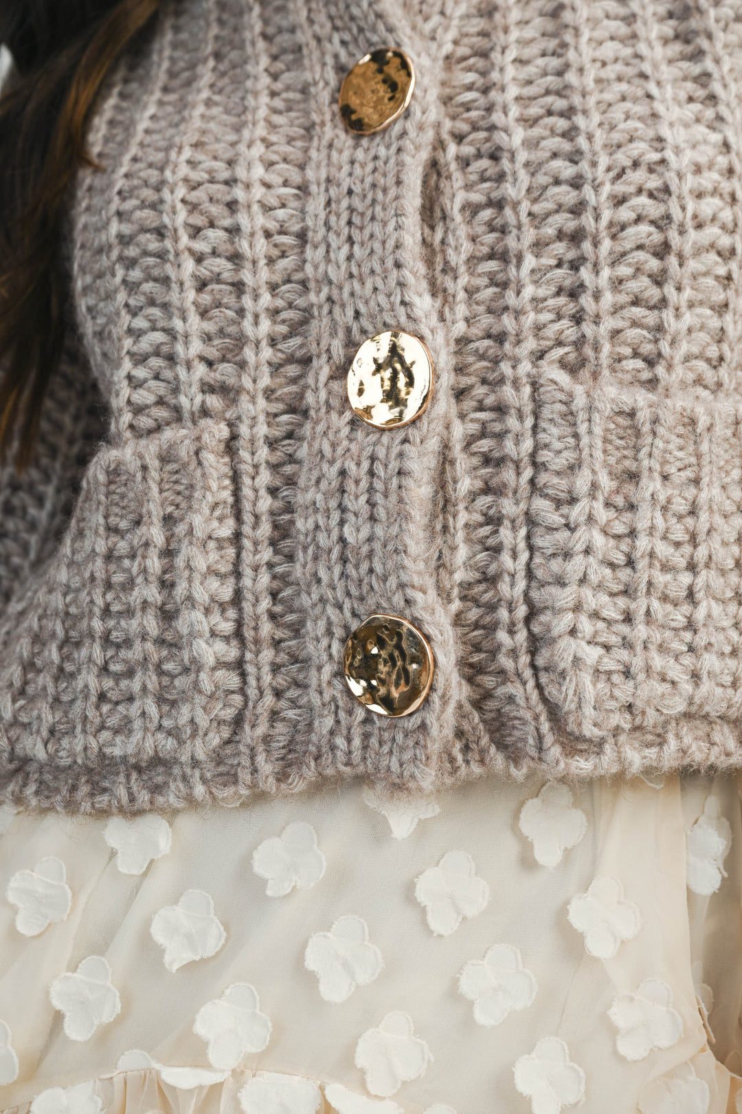 The Blair Chunky Knit Cardigan - Taupe