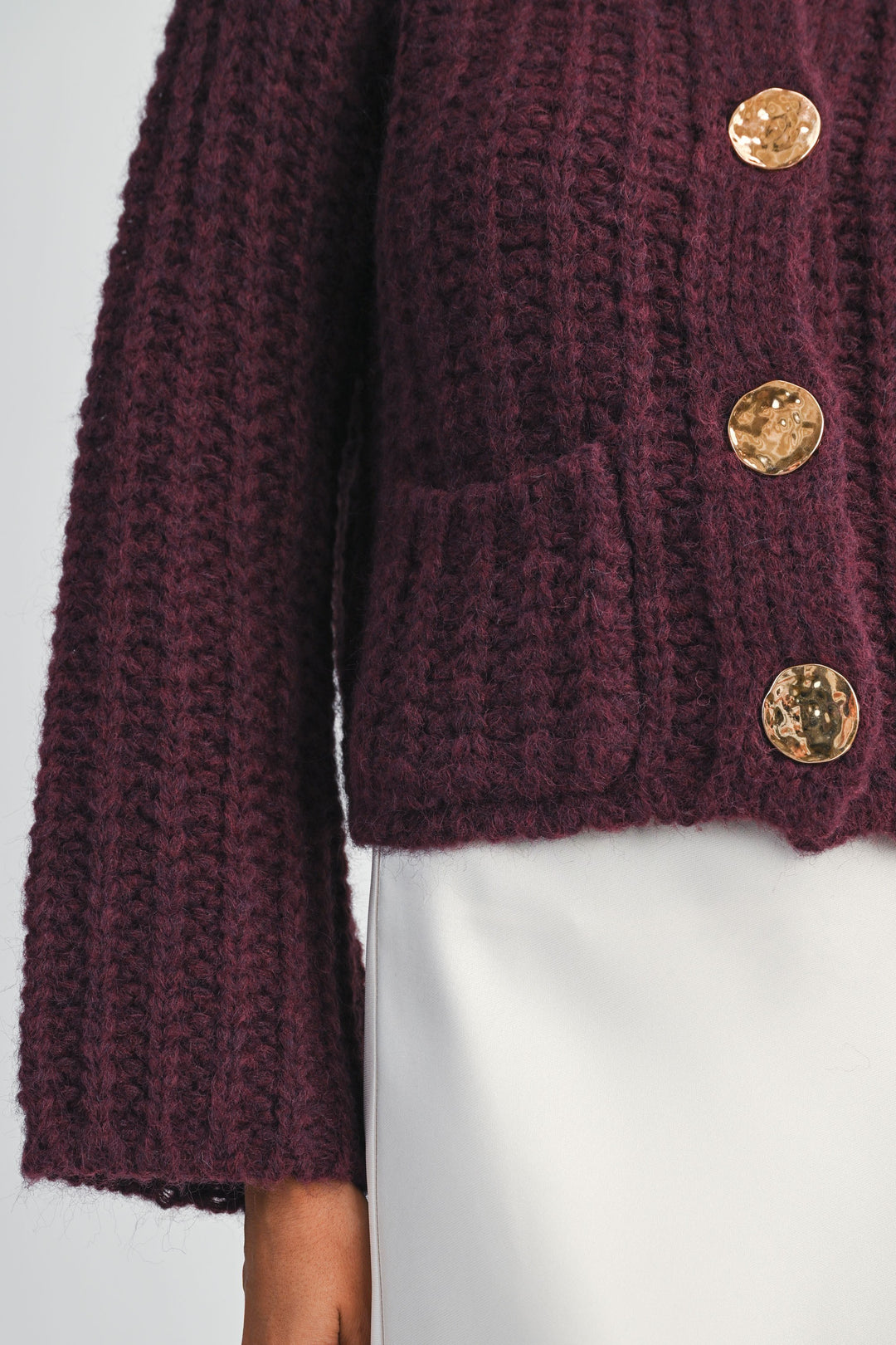 The Blair Chunky Knit Cardigan - Deep Purple