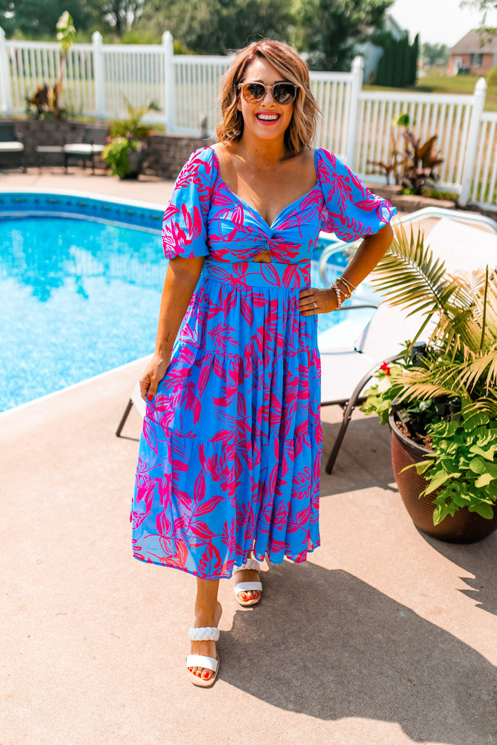 The Coral Reef Floral Midi Dress