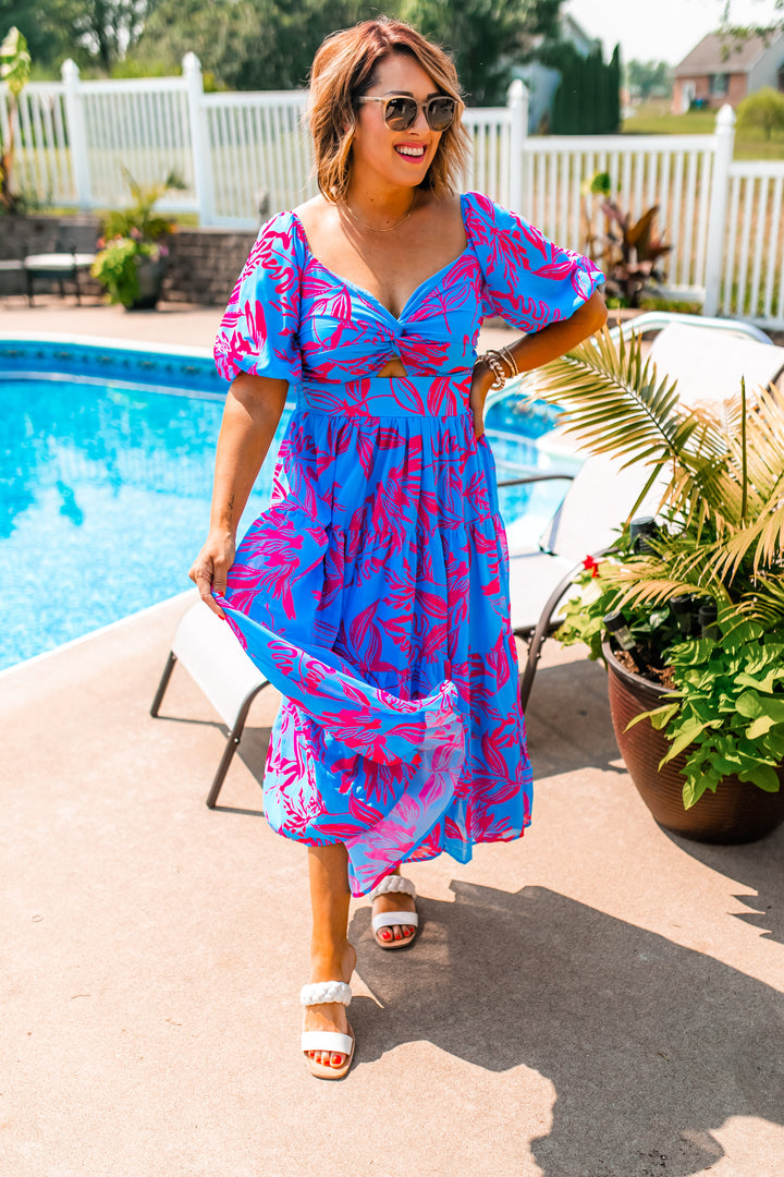 The Coral Reef Floral Midi Dress