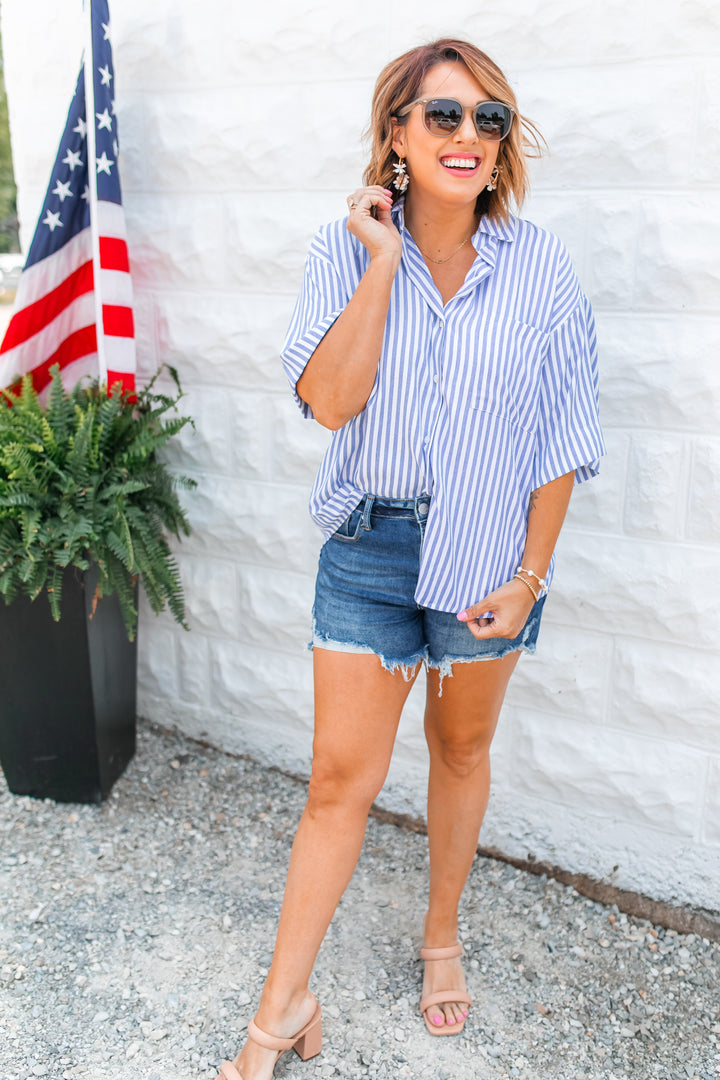 The Liberty Striped Top - Blue/White