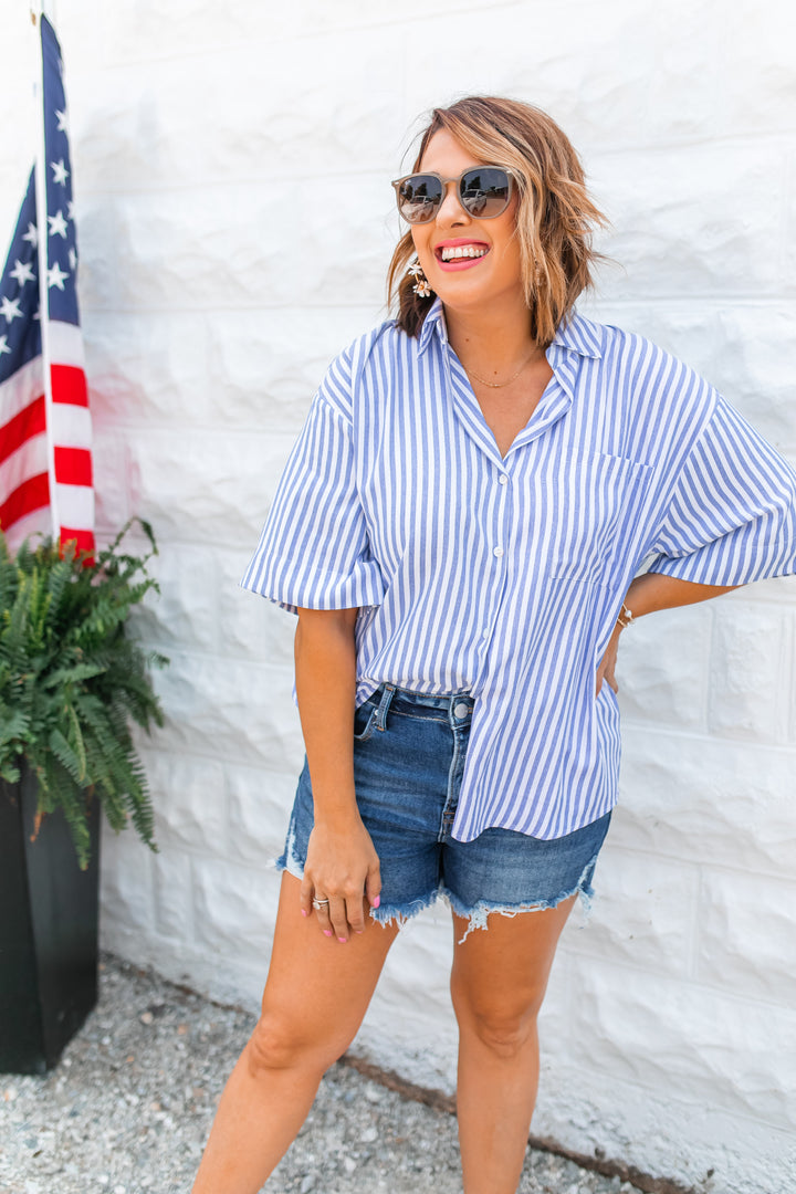 The Liberty Striped Top - Blue/White