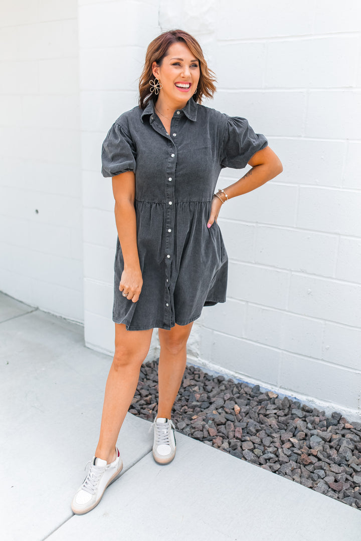 The Candace Black Denim Dress