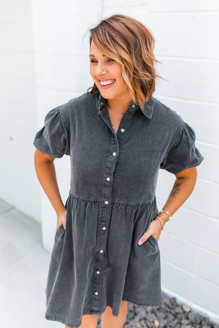 The Candace Black Denim Dress