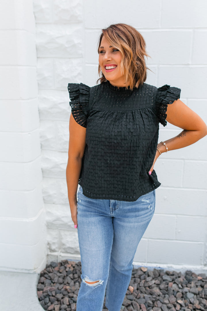 The Delaney Ruffle Blouse - Black