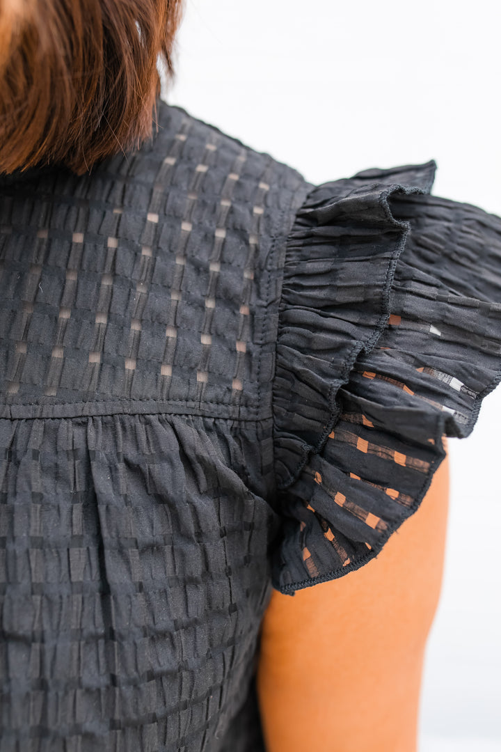 The Delaney Ruffle Blouse - Black
