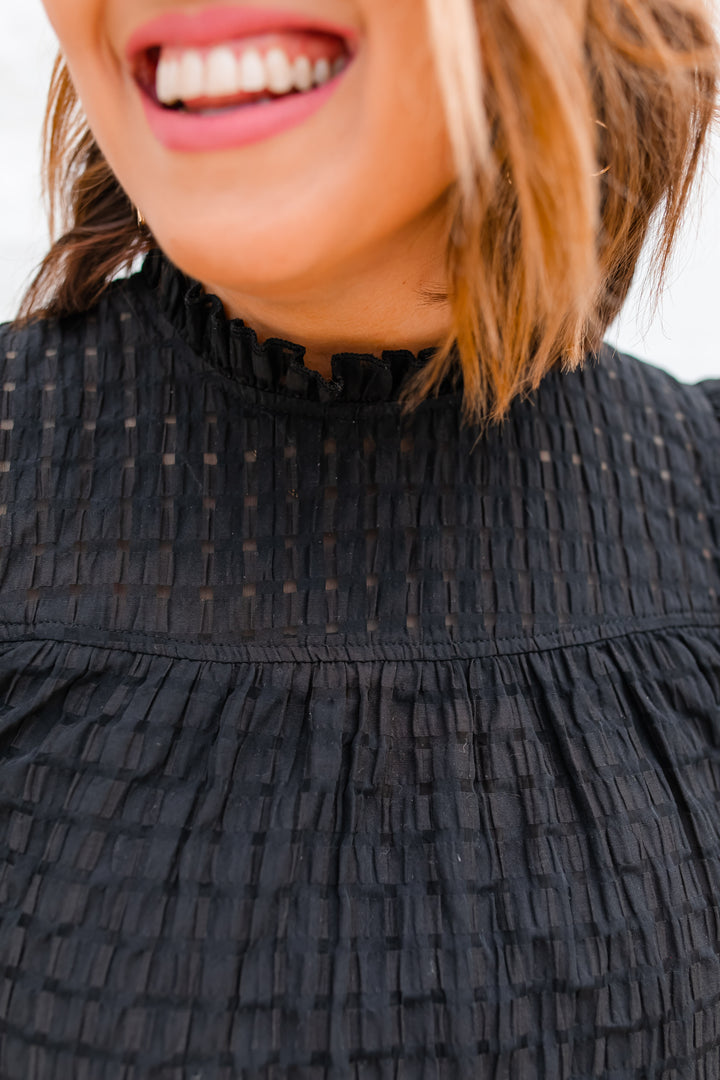 The Delaney Ruffle Blouse - Black