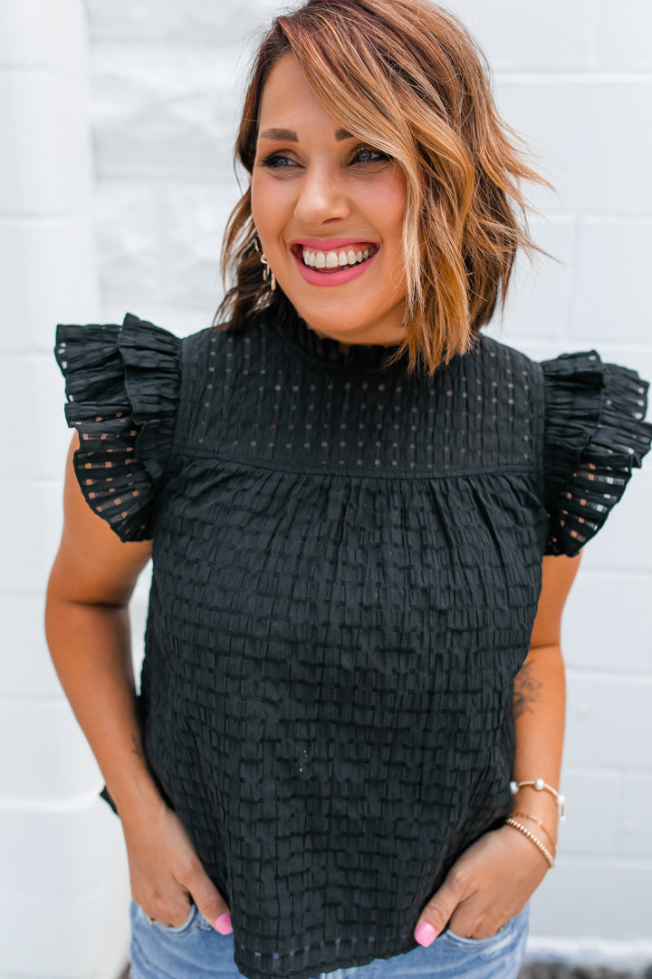 The Delaney Ruffle Blouse - Black