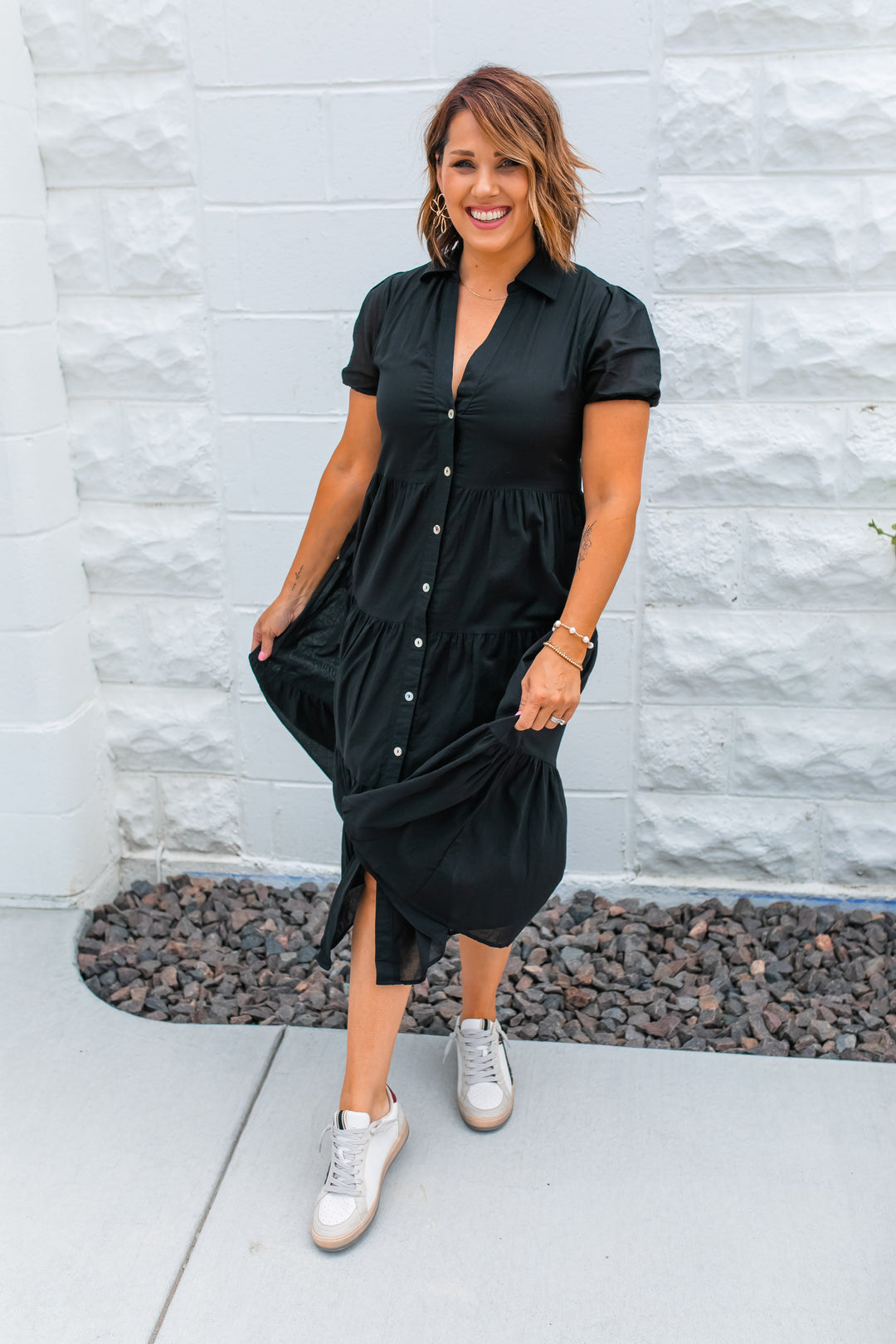 The Presley Button Up Dress - Black
