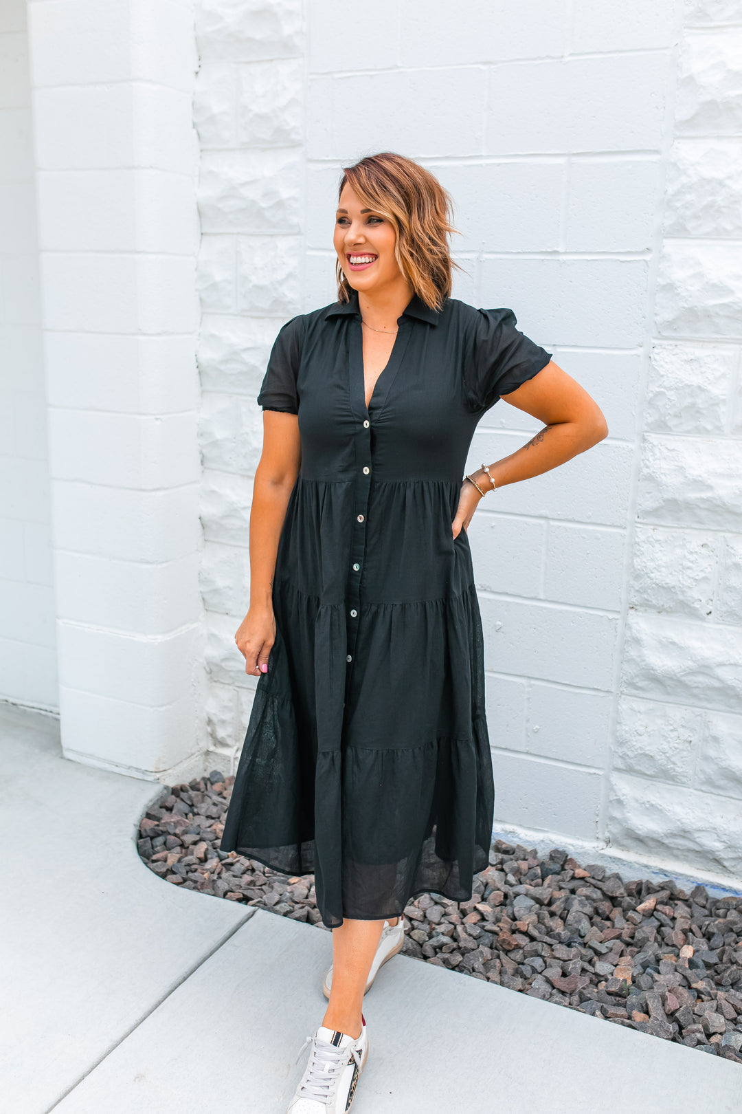 The Presley Button Up Dress - Black