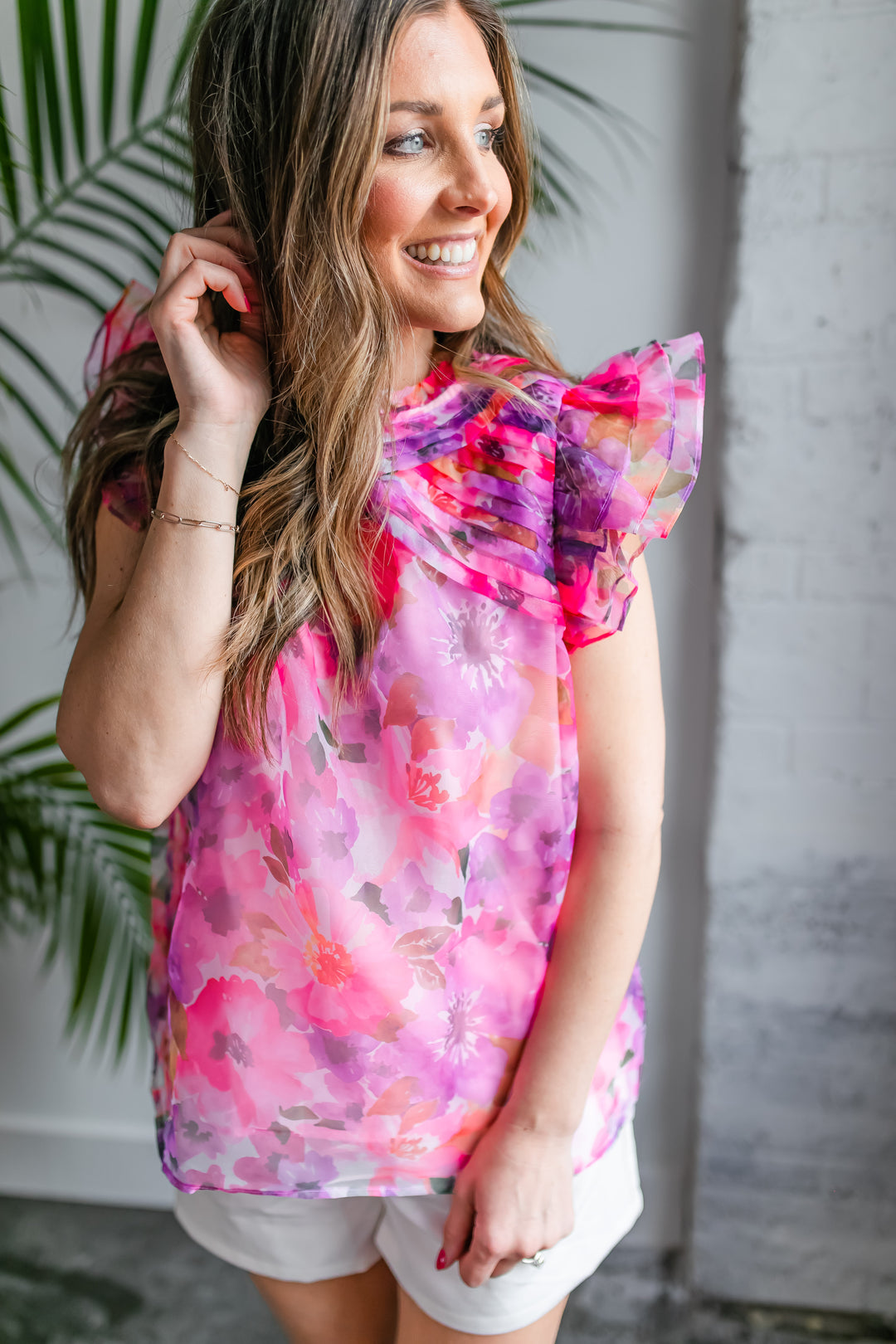 The Elia Pink Floral Blouse