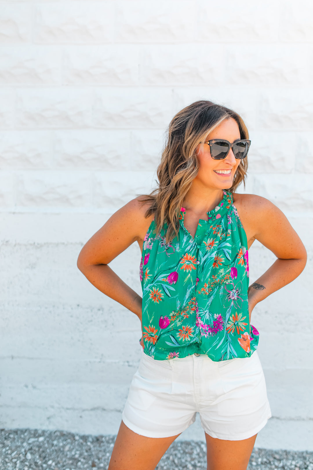 The Sadie Floral Halter Tank