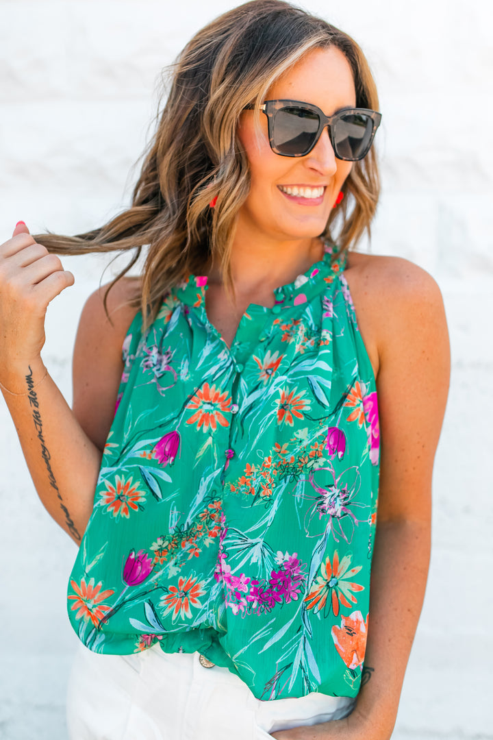 The Sadie Floral Halter Tank