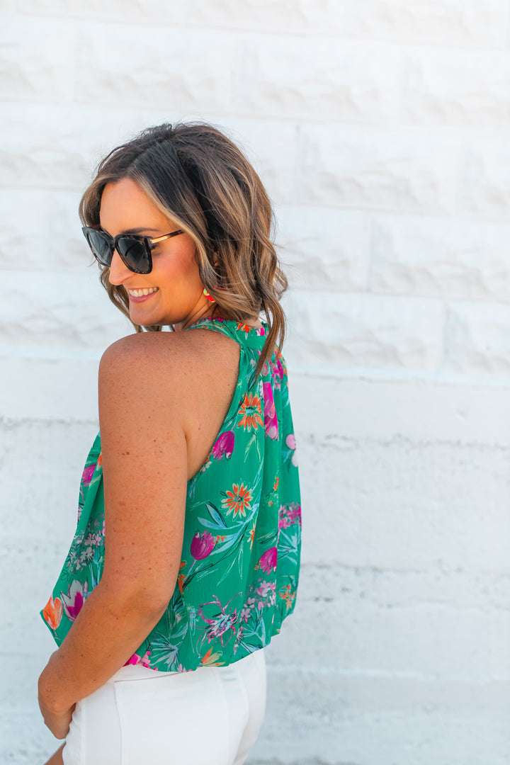 The Sadie Floral Halter Tank