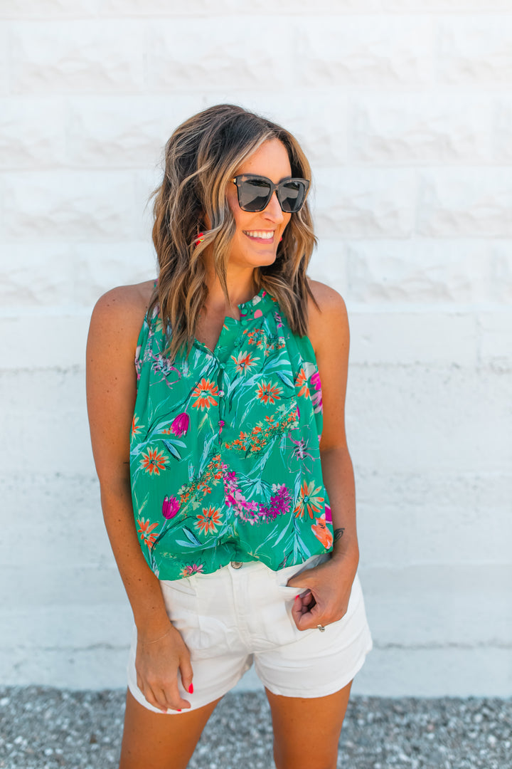 The Sadie Floral Halter Tank