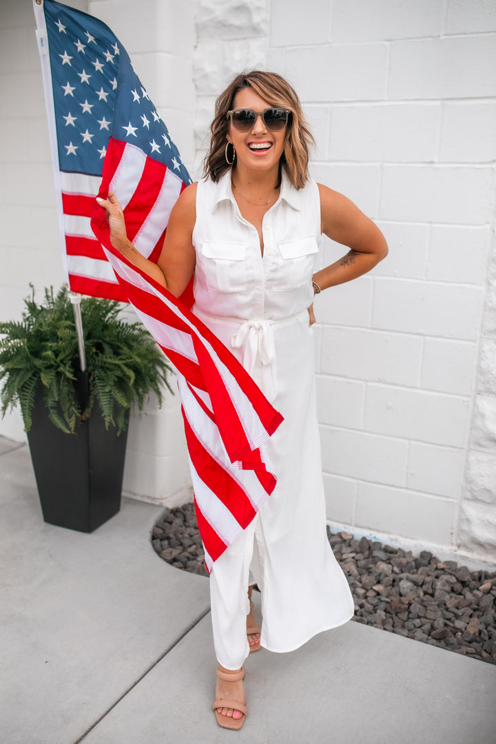 The Stay Fabulous Button Down Dress - White