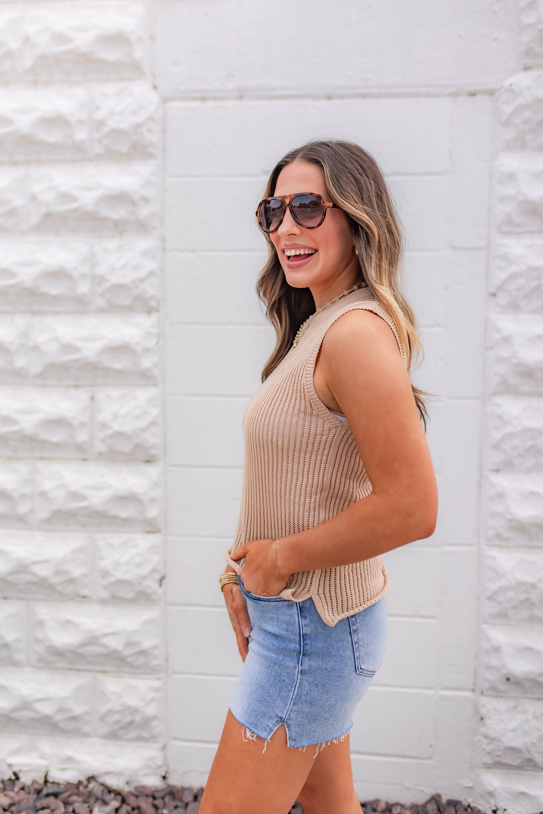 The Horizon Knit Tank - Taupe