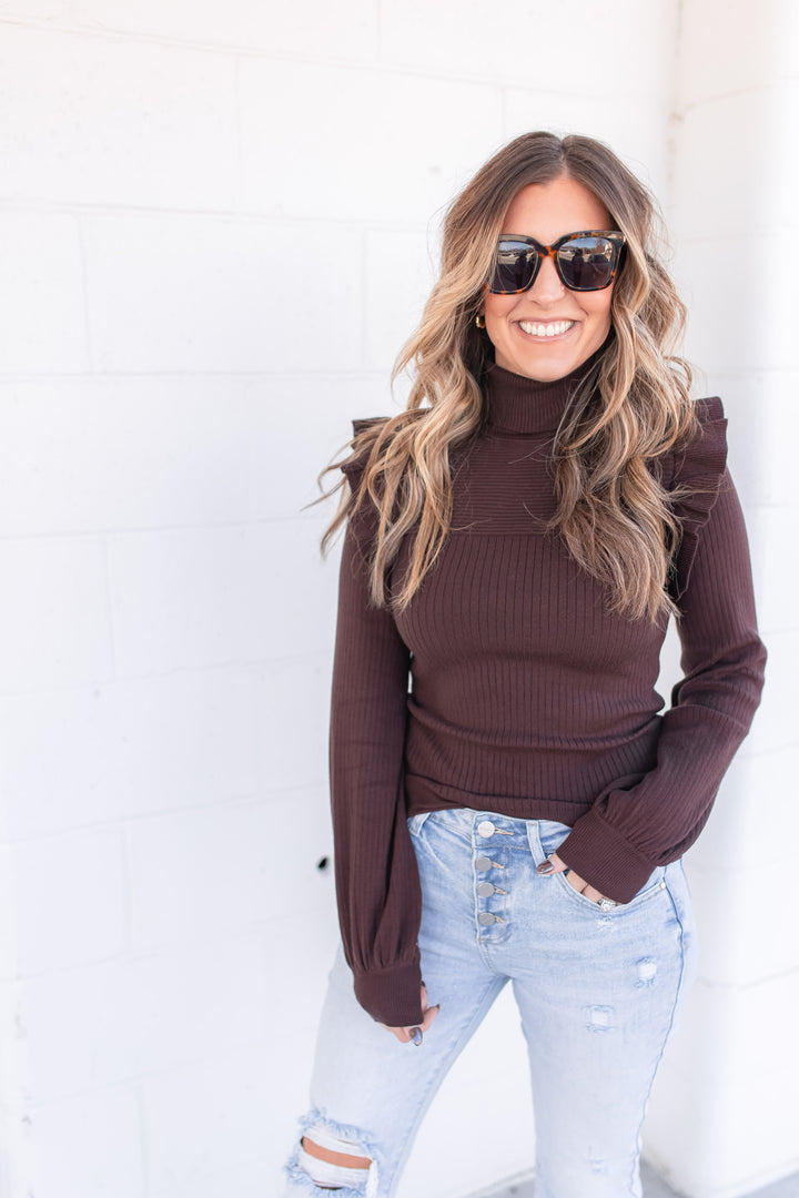 The Sherwood Sweater Top - Chocolate