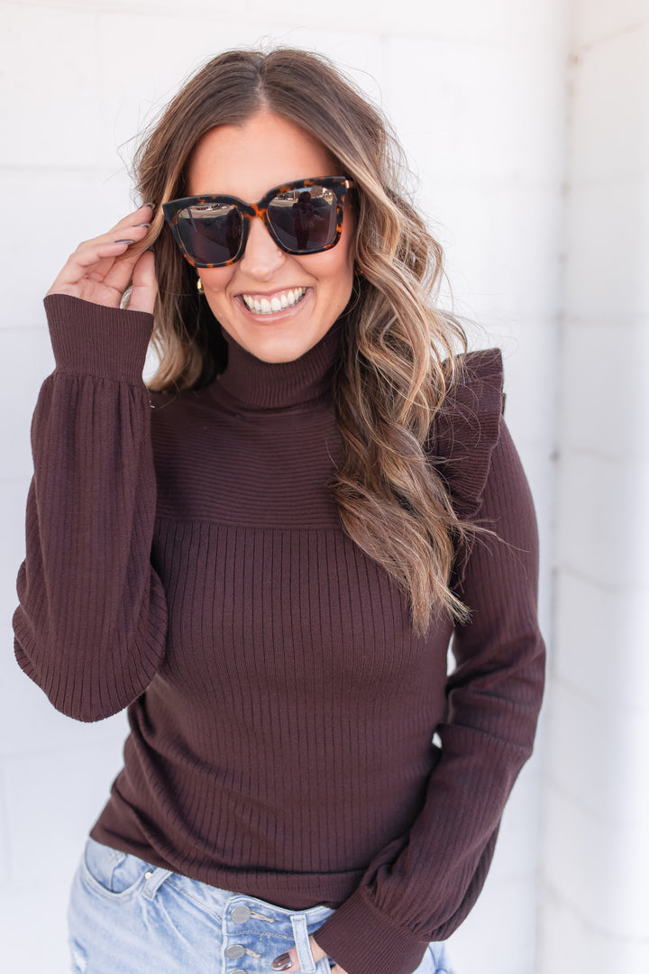 The Sherwood Sweater Top - Chocolate