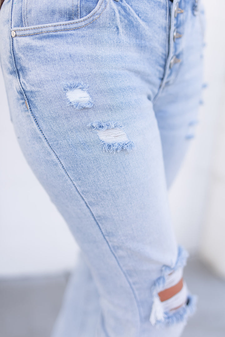 The Dallas Mid Rise Button Flares