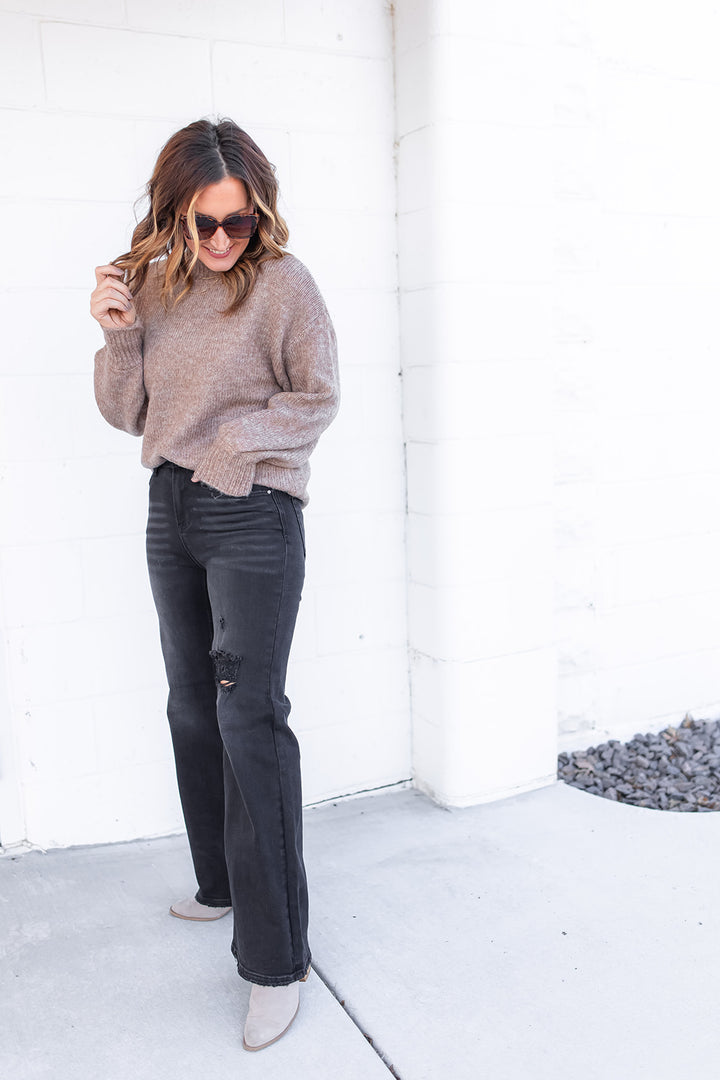 The Hallie High Rise Wide Leg Black Jeans