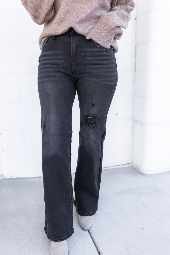 The Hallie High Rise Wide Leg Black Jeans