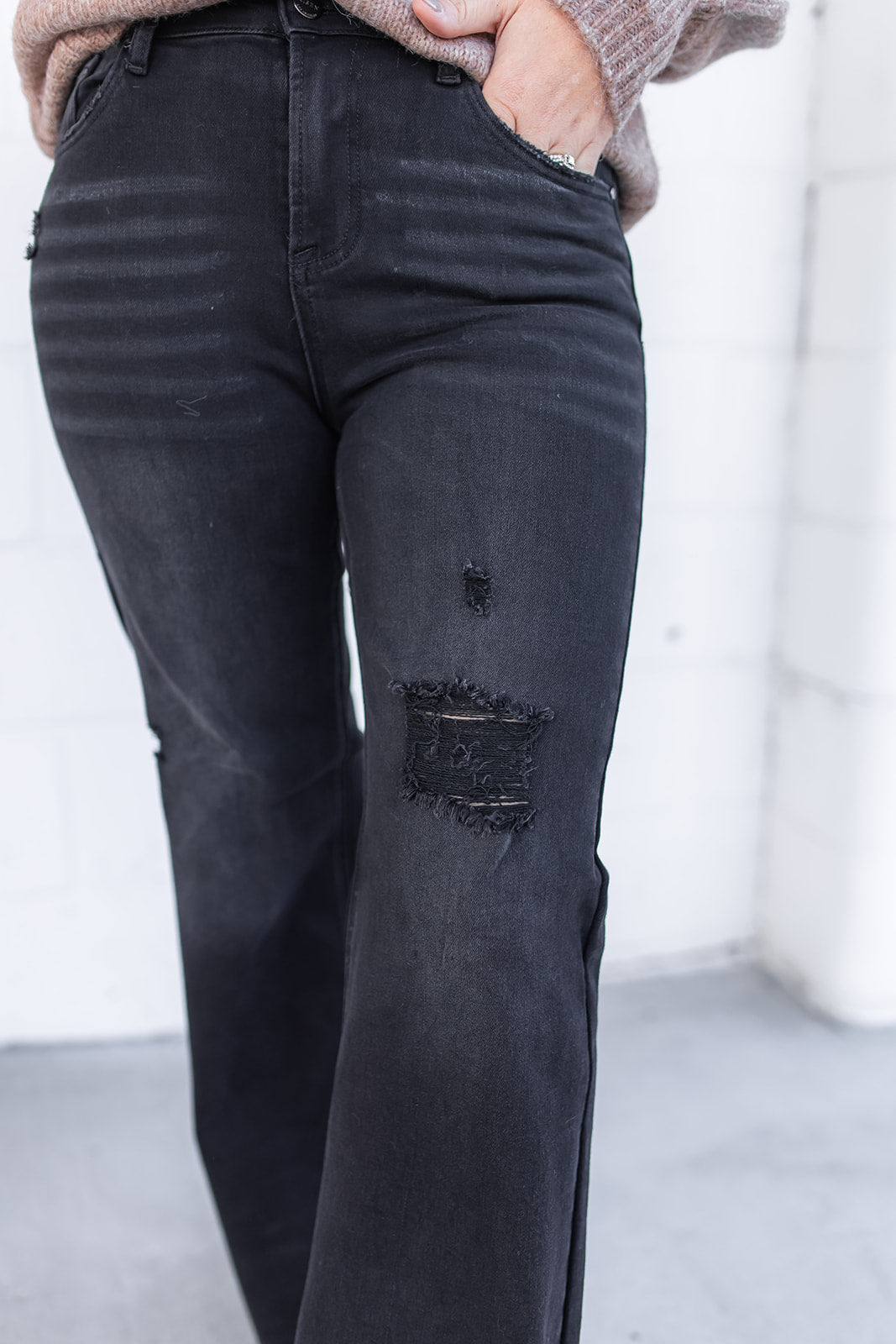 The Hallie High Rise Wide Leg Black Jeans