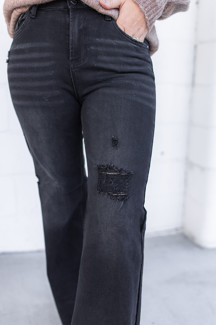 The Hallie High Rise Wide Leg Black Jeans