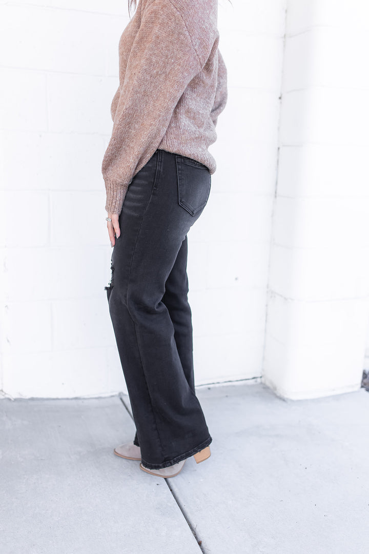 The Hallie High Rise Wide Leg Black Jeans