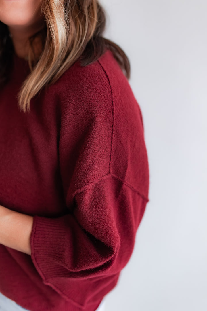 The Refined Sweater Top - Wine