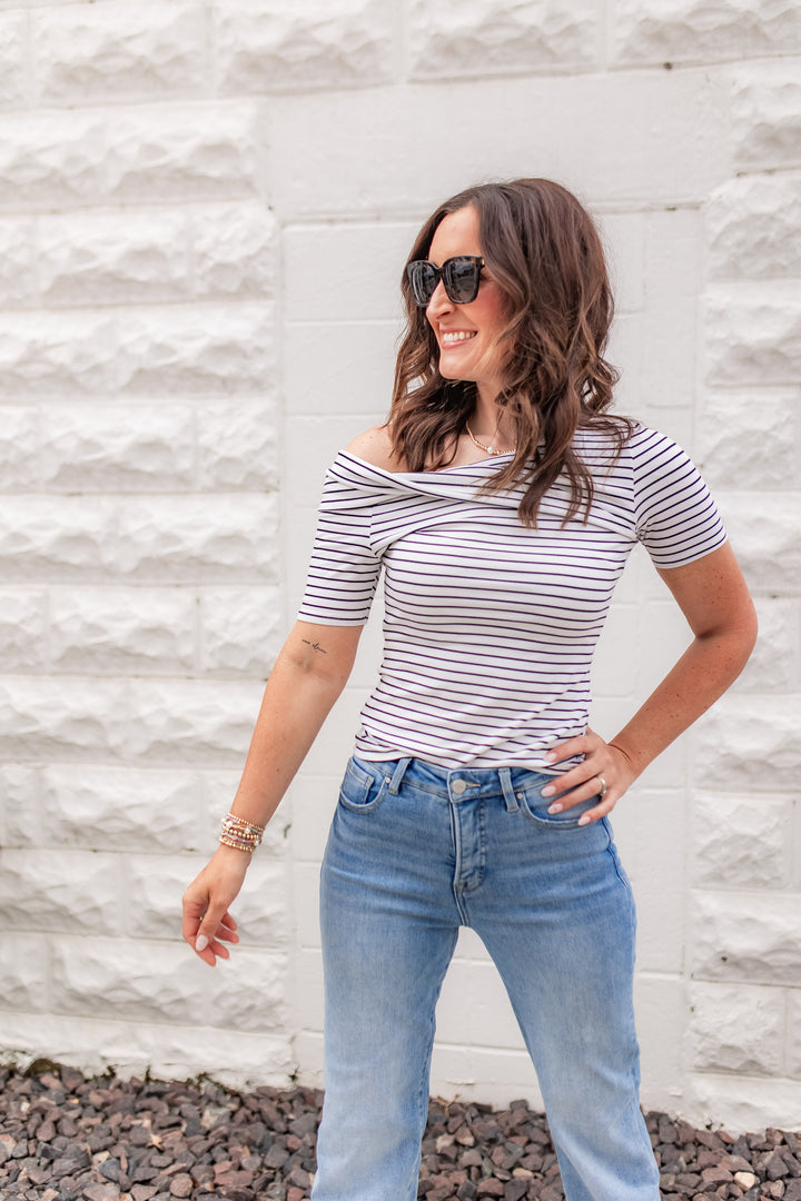The Tandom Twist Top - Black Stripe
