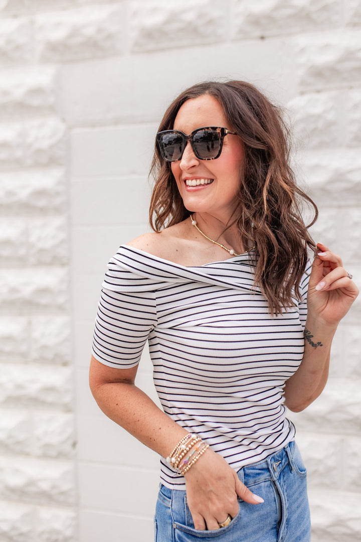 The Tandom Twist Top - Black Stripe