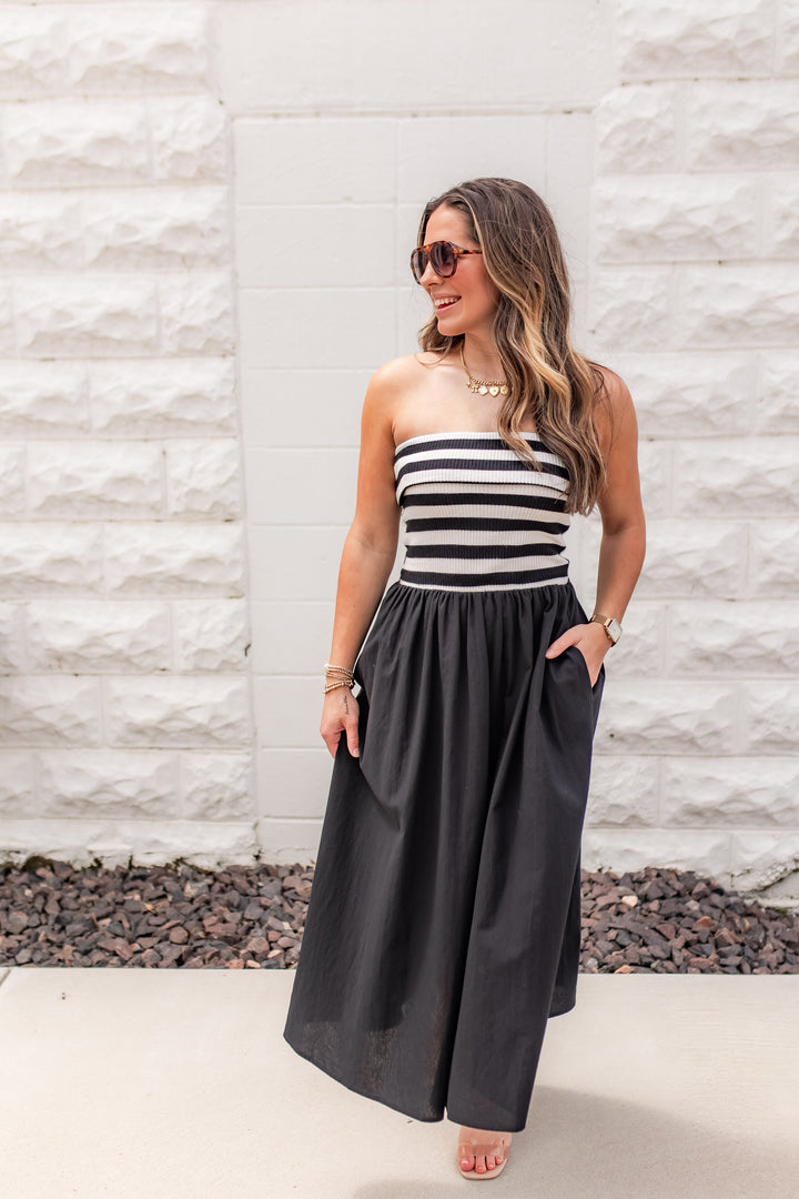 The Downtown Stripe Midi Dress