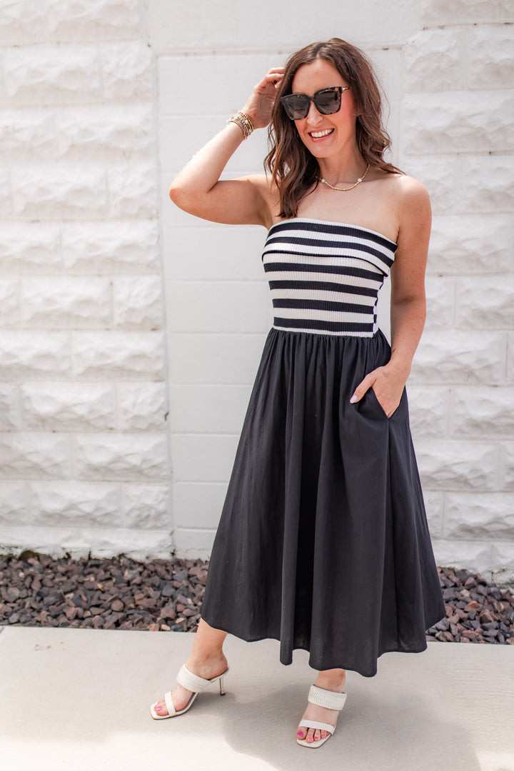 The Downtown Stripe Midi Dress
