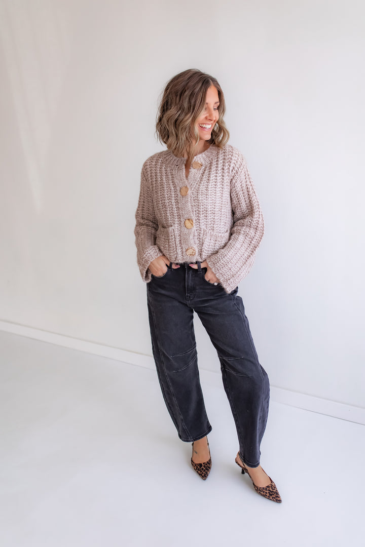 The Blair Chunky Knit Cardigan - Taupe