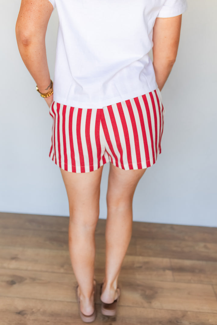 The Georgia Stripe Shorts - Red