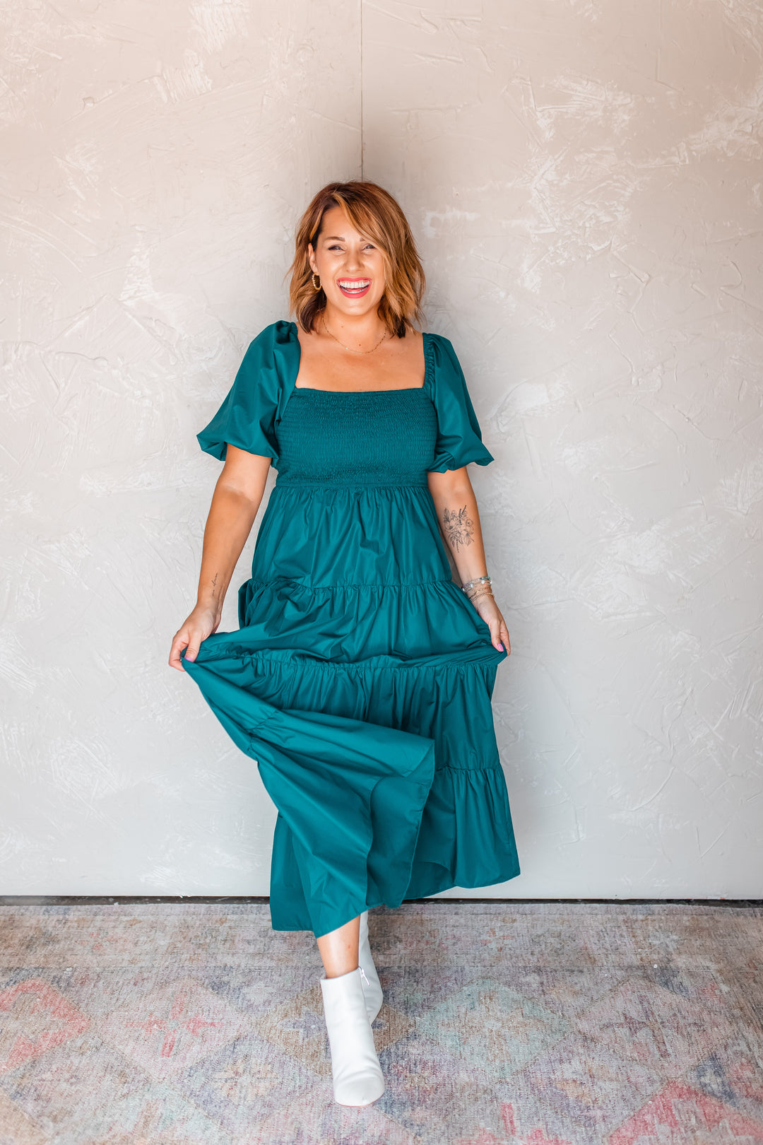 The Evelyn Midi Dress - Deep Teal