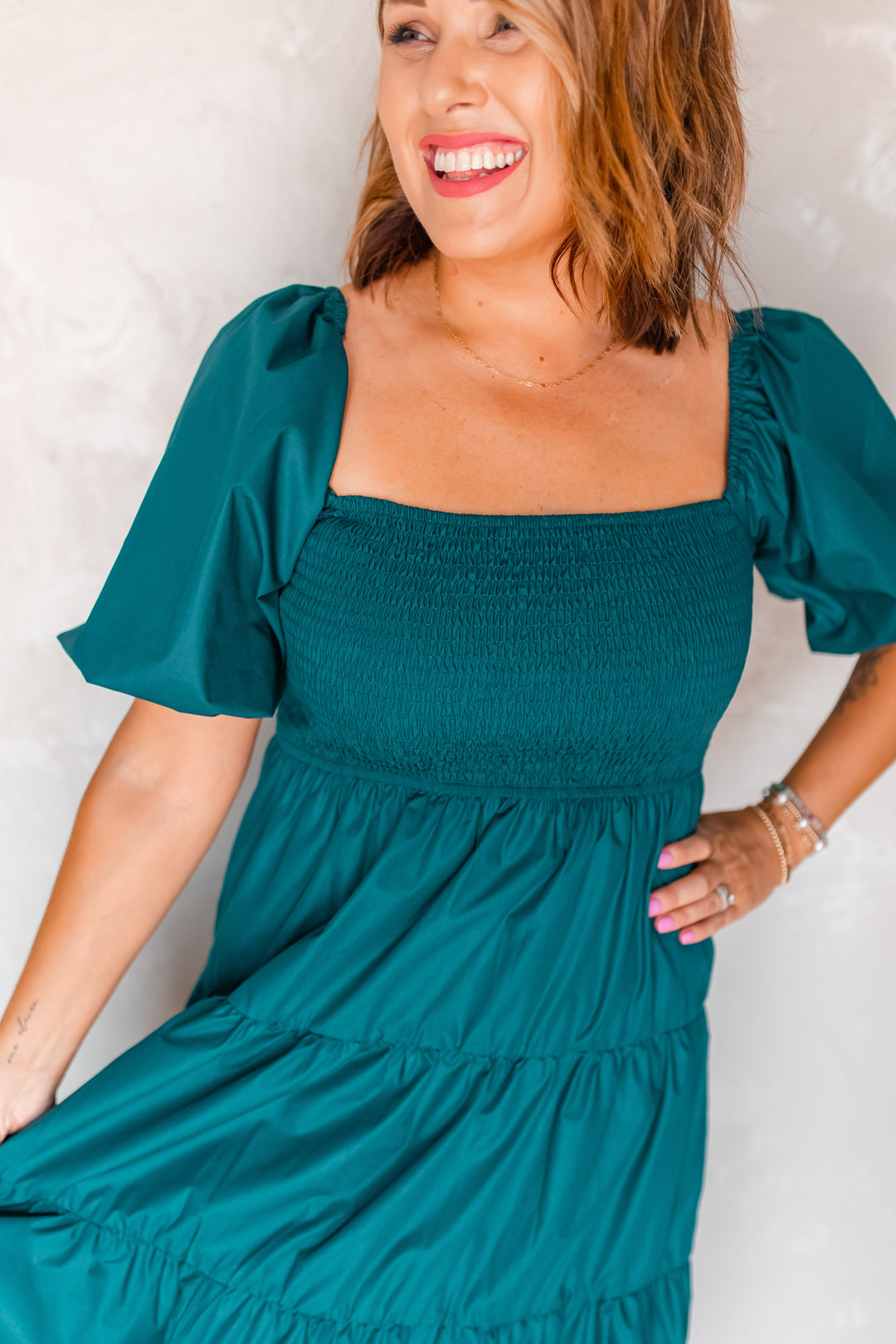 The Evelyn Midi Dress - Deep Teal