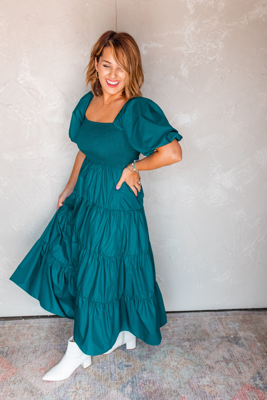 The Evelyn Midi Dress - Deep Teal