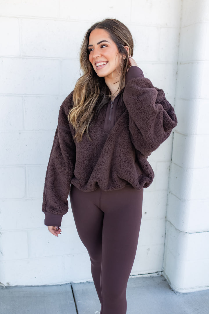 The Stick Season Sherpa Pullover - Brown