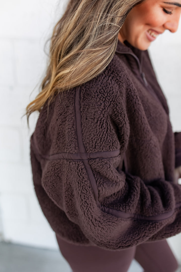 The Stick Season Sherpa Pullover - Brown