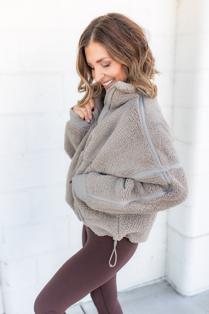 The Stick Season Sherpa Pullover - Taupe