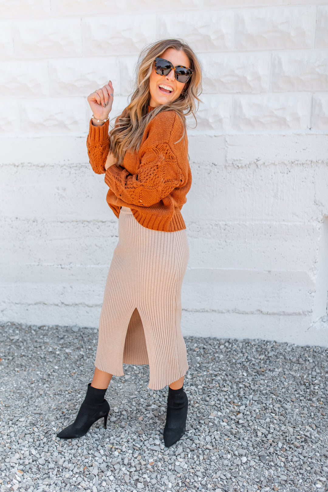 The Still Got It Knitted Skirt - Taupe