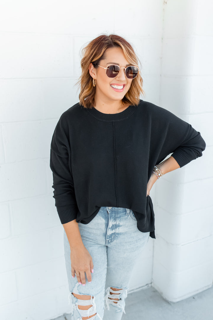 The Haylen Crew Neck Pullover - Black