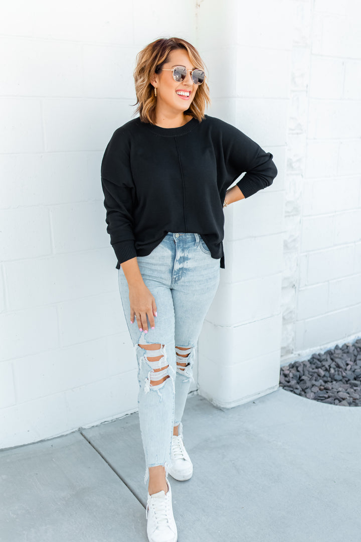 The Haylen Crew Neck Pullover - Black