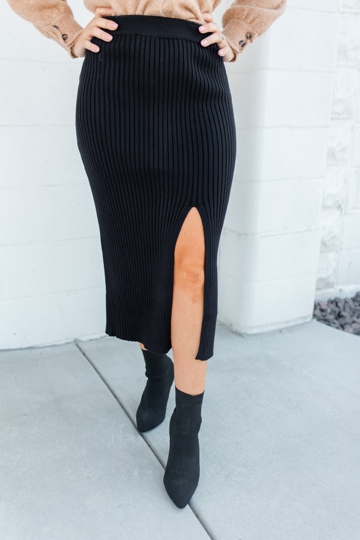 The Still Got It Knitted Skirt - Black