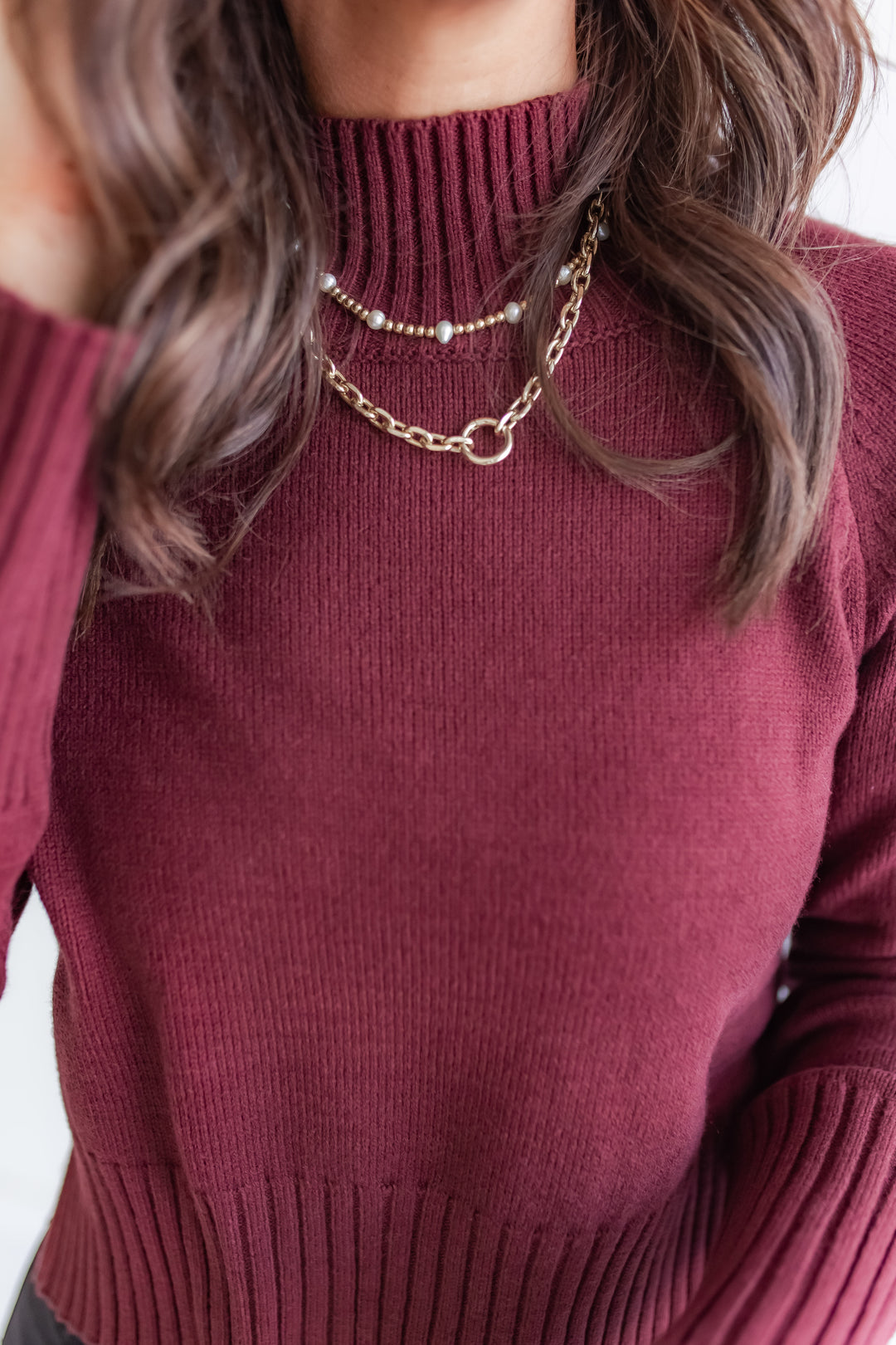 Cozy red turtleneck sweater for winter outfits